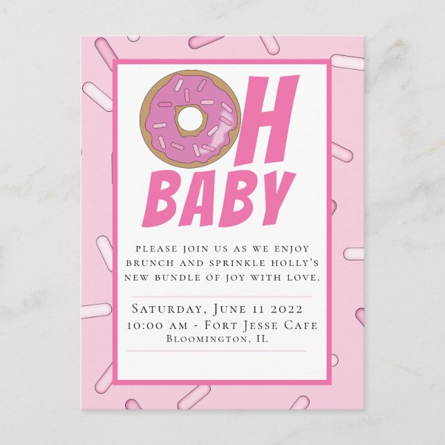 Carte Postale Baby shower Pink Sprinkings (Devant)