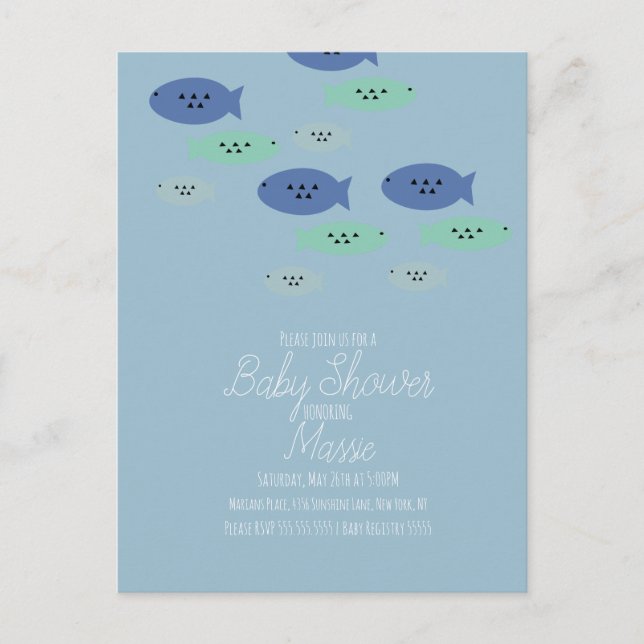 Carte Postale Baby Shower Piscine Poisson Nageant  (Devant)