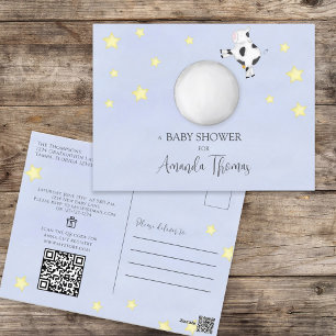 Carte Postale Baby shower QR Code Cadeau Registre Crème crèche r