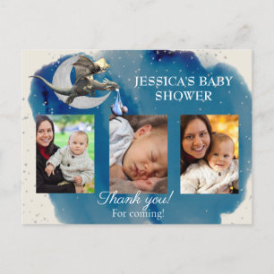 Carte Postale Baby Shower Remerciements Photo d'un petit dragon 