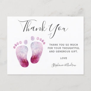 Carte postale Baby shower rose pieds