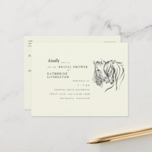 Carte Postale Baby Shower Rustique avec Chevaux qui se Touchent