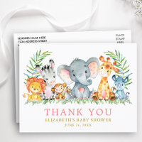 Baby Shower Safari Animaux Merci Rose
