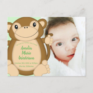 Carte Postale Baby shower singe Jungle