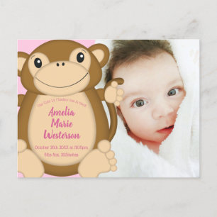 Carte Postale Baby shower singe rose