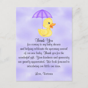 Carte Postale Baby Shower Thank You Rubber Duck