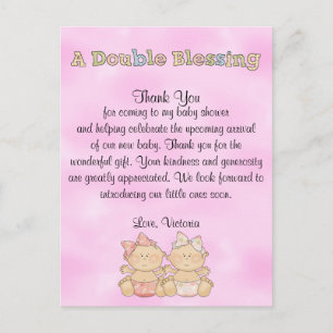 Carte Postale baby shower Twin Girls
