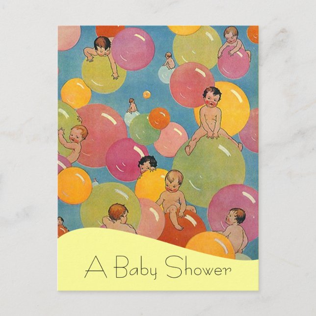 Carte postale Baby shower Vintage Annonces Balloon (Devant)