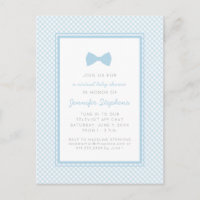 Baby shower virtuel cravate arc en vichy bleu