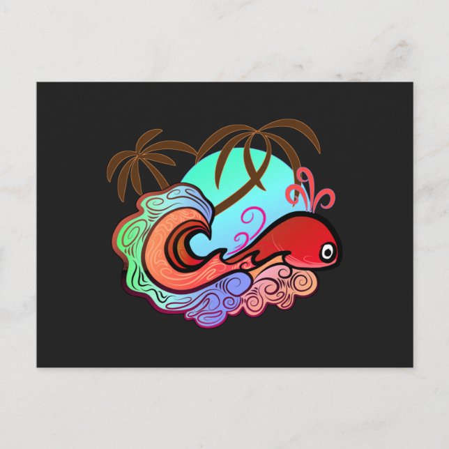 Carte Postale Baby Whale Surfer (Devant)