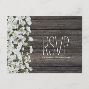 Carte Postale Baby's Breath sur Mariage Champêtre en Bois Rustiq