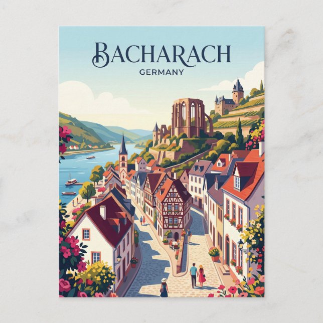 Carte Postale Bacharach Allemagne (Devant)