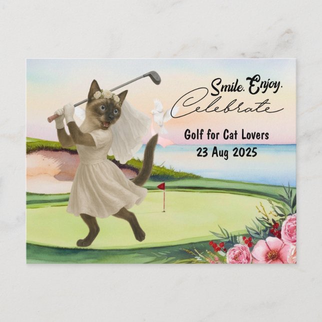 Carte Postale Bachelorette de Mariage de mariée de Golfer pour A (Devant)