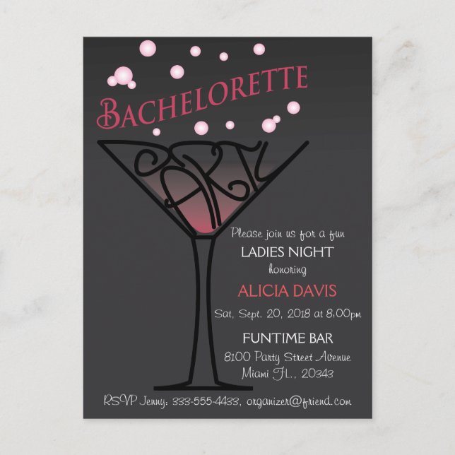 Carte Postale Bachelorette invitation (Devant)
