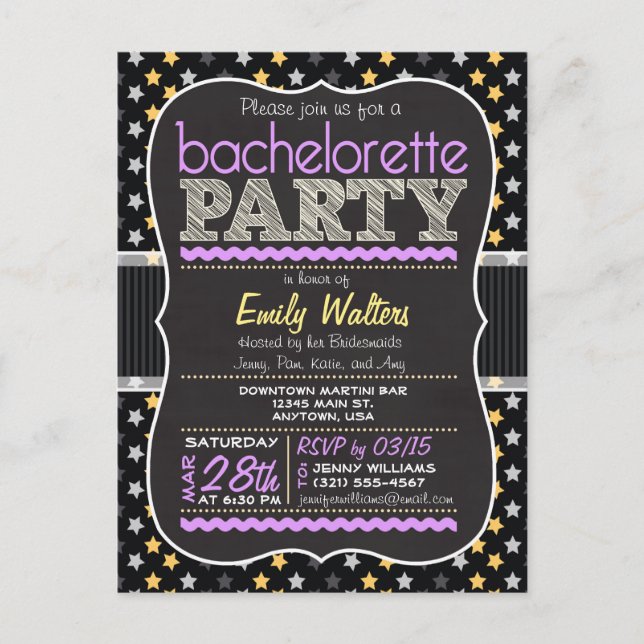 Carte Postale Bachelorette Invitation de la fête de Bachelorette (Devant)