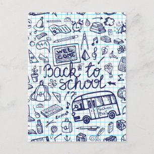 Carte Postale Back to School Supplies. Sketchy Notebook decor