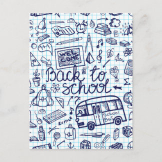 Carte Postale Back to School Supplies. Sketchy Notebook decor