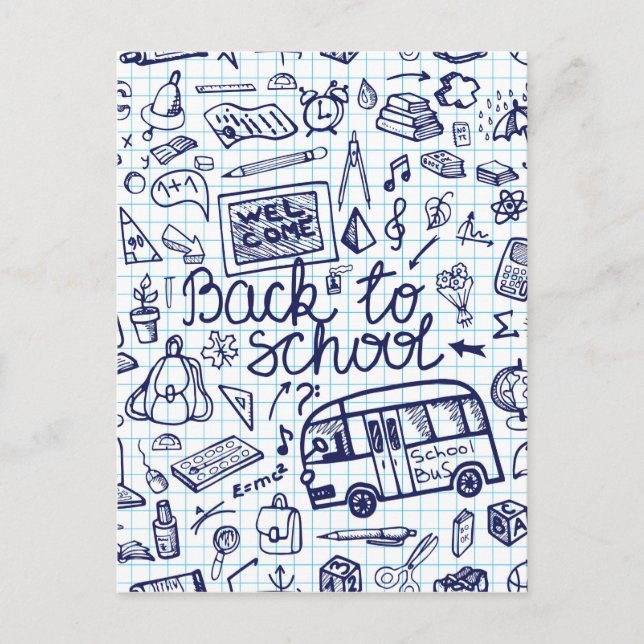 Carte Postale Back to School Supplies. Sketchy Notebook decor (Devant)