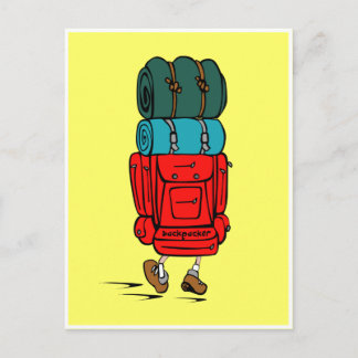 Carte Postale Backpacker Hiker avec énorme sac à dos