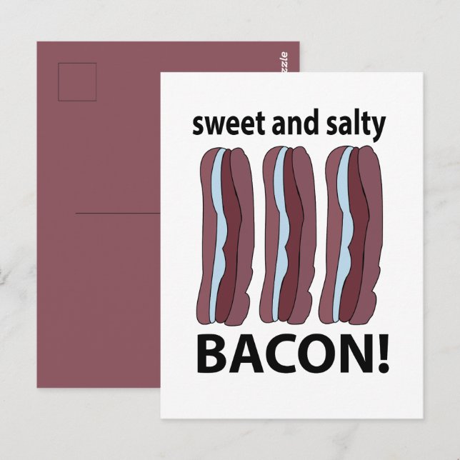 Carte Postale Bacon Sucré Et Salé Bacon (Devant / Derrière)