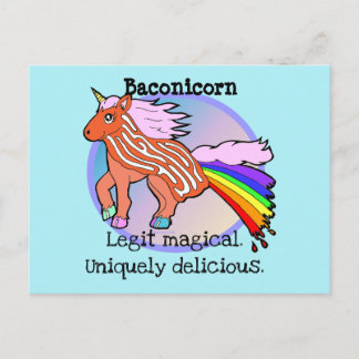 Carte Postale Bacon Unicorn - Baconicorn Magical Delicious chemi