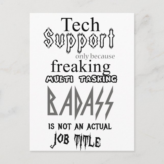 Carte Postale Badass du support technique (Devant)