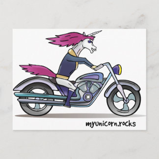 Carte Postale Badass licorne sur moto - Knallhartes Einhorn
