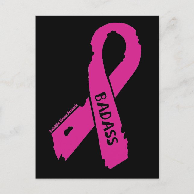 Carte Postale Badass/ ruban déchiré...Cancer du sein (Devant)