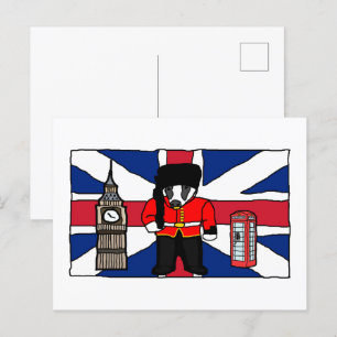 Carte Postale Bade britannique Big Ben Phone Booth Travel Cartoo