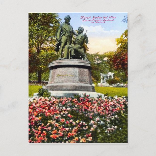 Carte Postale Baden bei Wien, Lanner-Strauss-Denkmal (Devant)