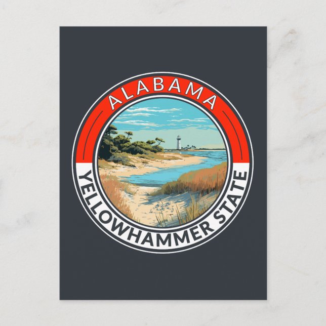 Carte Postale Badge d'art de voyage de l'Alabama (Devant)