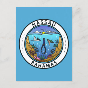 Carte Postale Badge de plongée aux Bahamas à Nassau