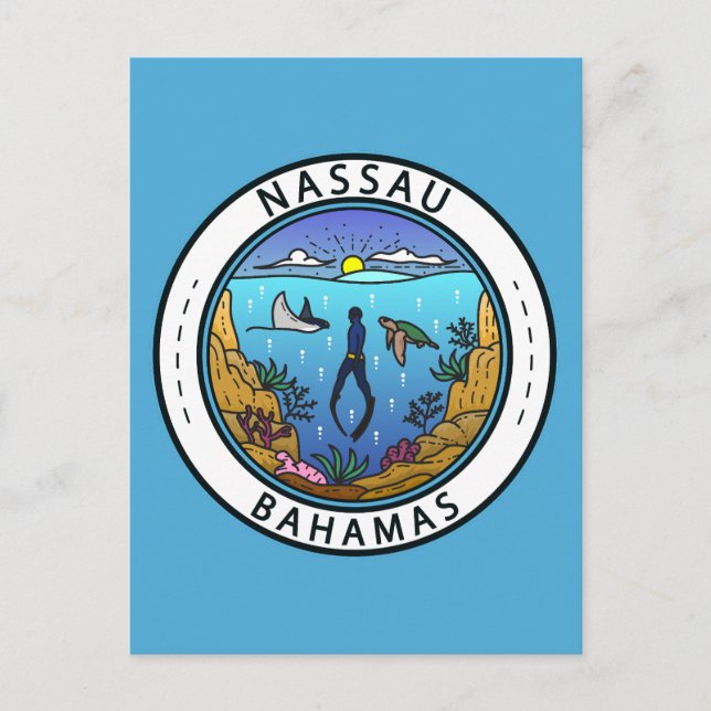 Carte Postale Badge de plongée aux Bahamas à Nassau (Devant)