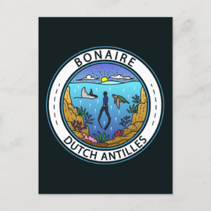 Carte Postale Badge de plongée Bonaire Antilles néerlandaises