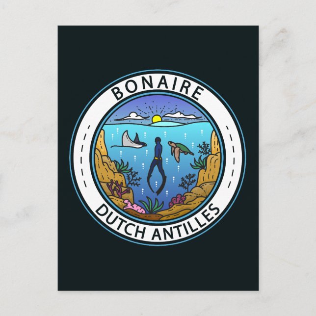Carte Postale Badge de plongée Bonaire Antilles néerlandaises (Devant)
