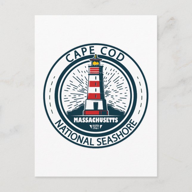 Carte Postale Badge du Massachusetts de Cape Cod National Seasho (Devant)