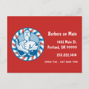 Carte Postale Badge Retro Barbershop