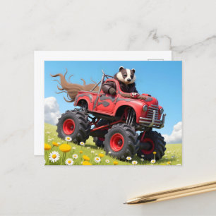 Carte Postale Badger dans un camion