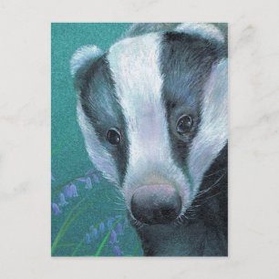 Carte postale 'Badger in the bluebell woods'