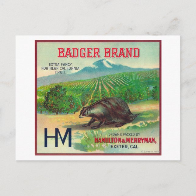 Carte Postale Badger Orange LabelExeter, CA (Devant)