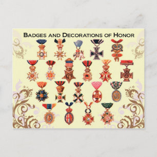 Carte Postale Badges et décorations d'honneur