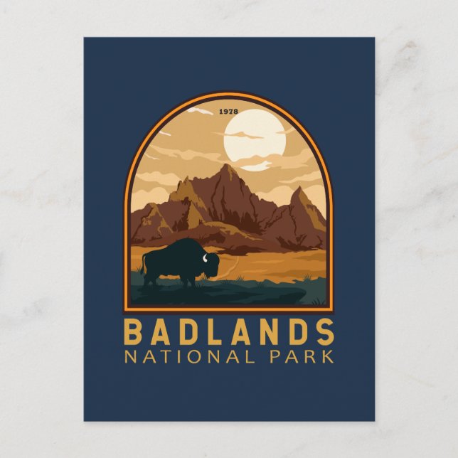 Carte Postale Badlands National Park Emblem Vintage (Devant)