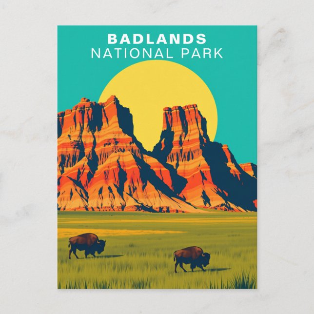 Carte Postale Badlands National Park South Dakota USA Buffalo (Devant)