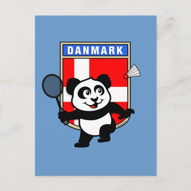 Carte Postale Badminton Danemark Panda (Devant)