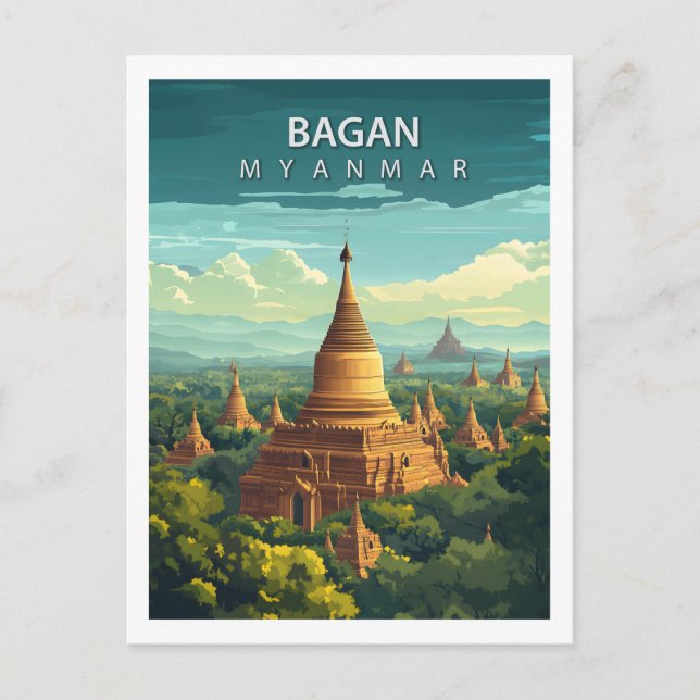 Carte Postale Bagan Myanmar Travel Ancient Temple Southeast Asia (Devant)