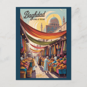 Carte Postale Bagdad Irak Illustration Voyage Art Rétro