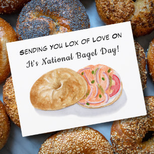 Carte Postale Bagels aquarelle Saumon fumé Journée nationale du