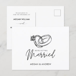 Carte Postale Bague minimaliste moderne noir et blanc