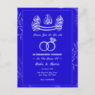 Carte Postale Bague royale bleue de fiançailles islamique musulm