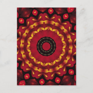 Carte Postale Bagues D'or Sur Mandala Rouge